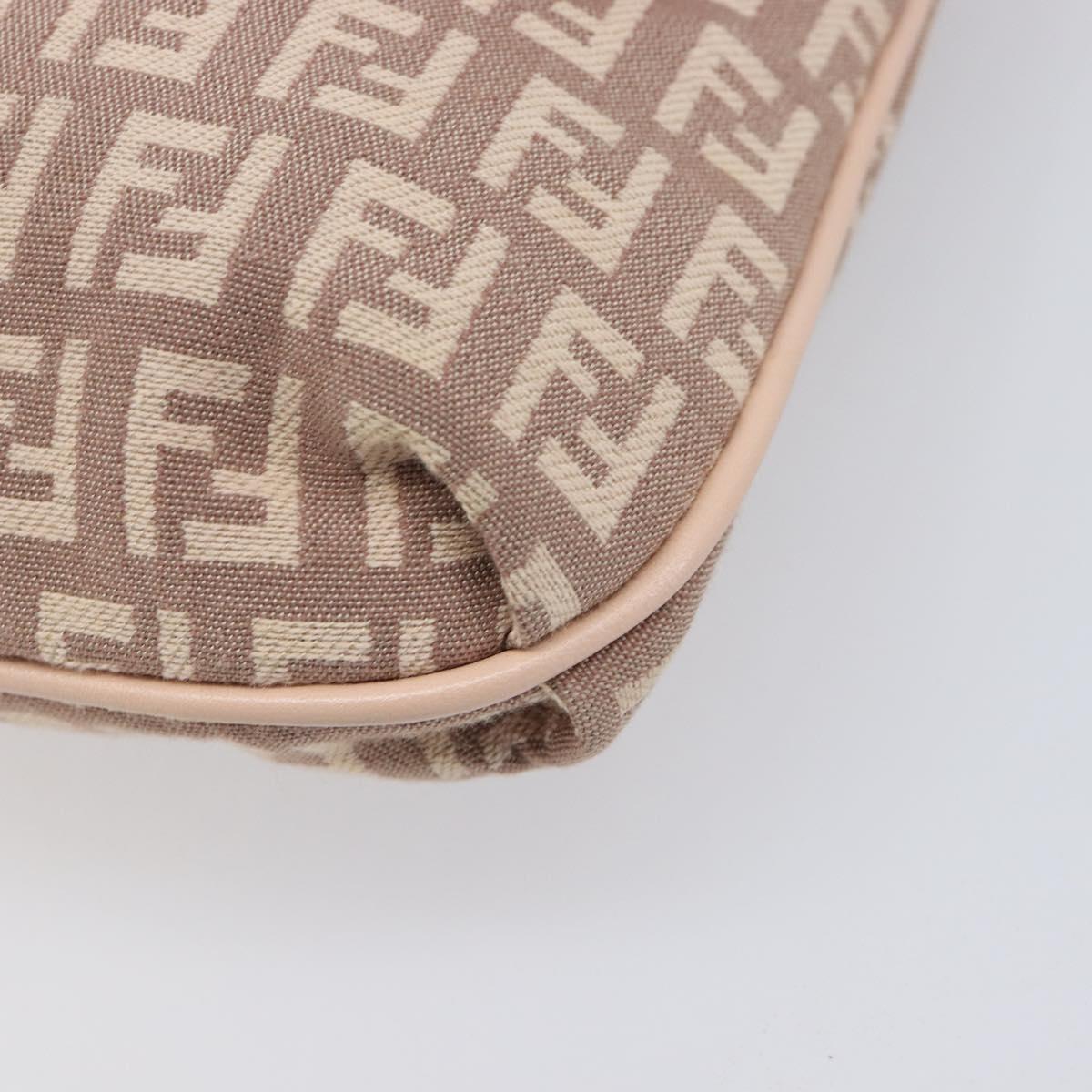 FENDI Zucchino Canvas Mamma Baguette Shoulder Bag Pink Gold Auth 215607V