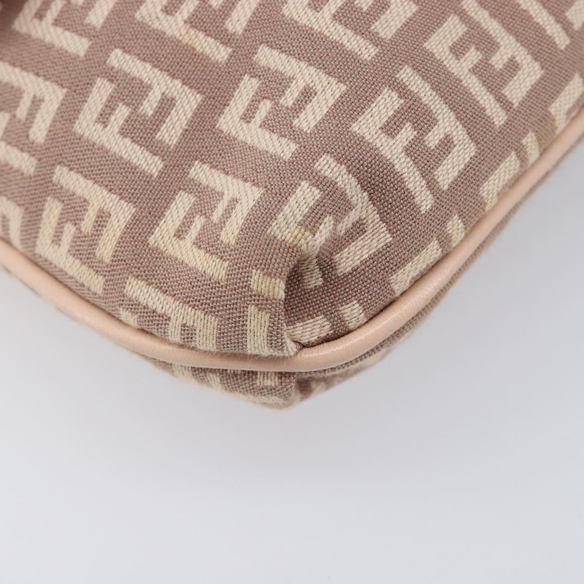 FENDI Zucchino Canvas Mamma Baguette Shoulder Bag Pink Gold Auth 215607V