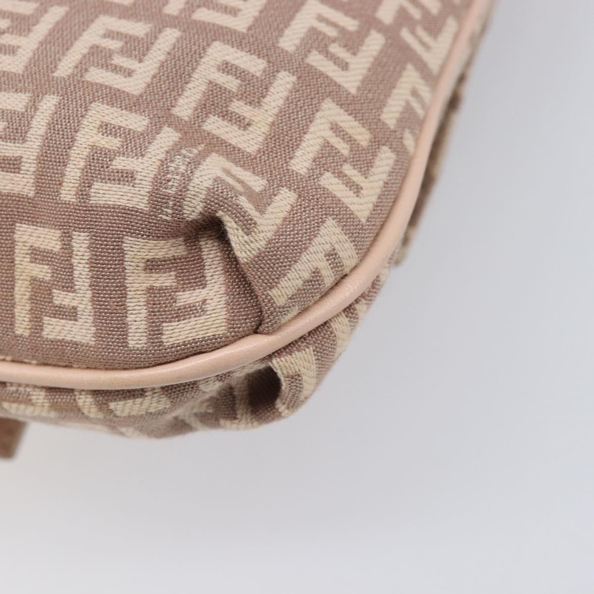 FENDI Zucchino Canvas Mamma Baguette Shoulder Bag Pink Gold Auth 215607V