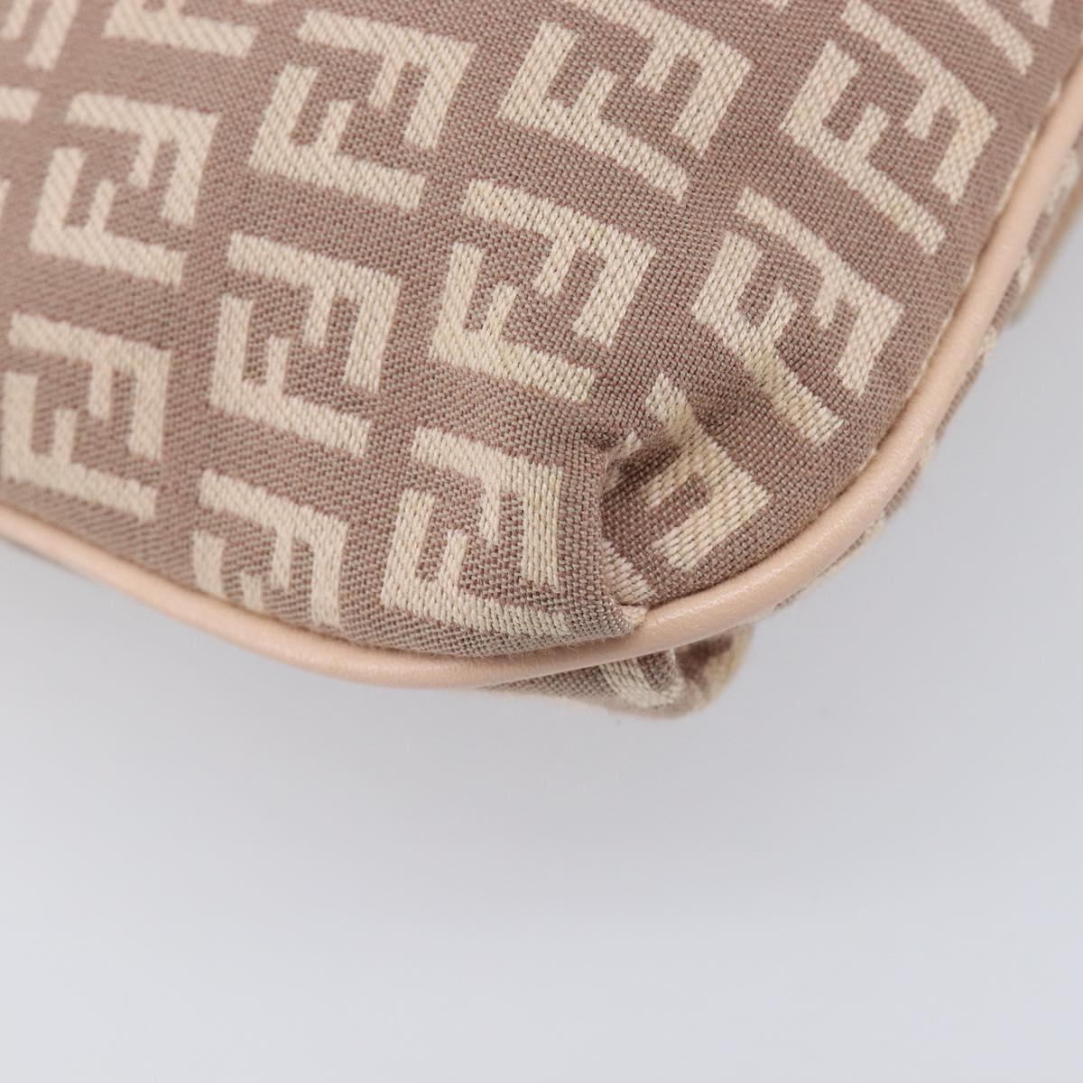 FENDI Zucchino Canvas Mamma Baguette Shoulder Bag Pink Gold Auth 215607V