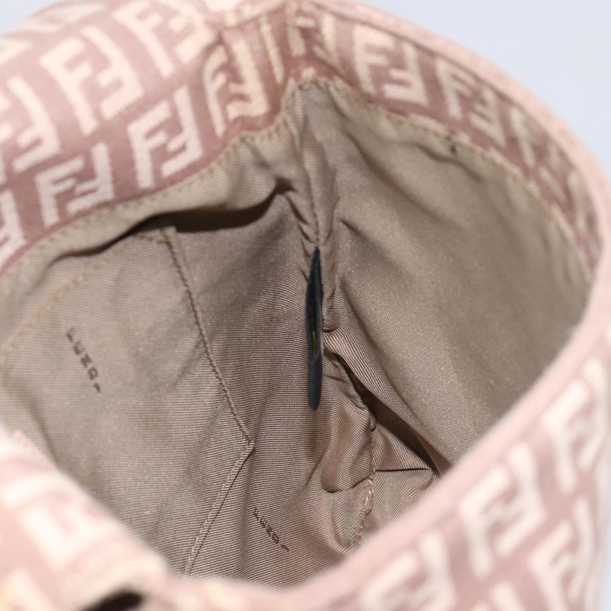 FENDI Zucchino Canvas Mamma Baguette Shoulder Bag Pink Gold Auth 215607V