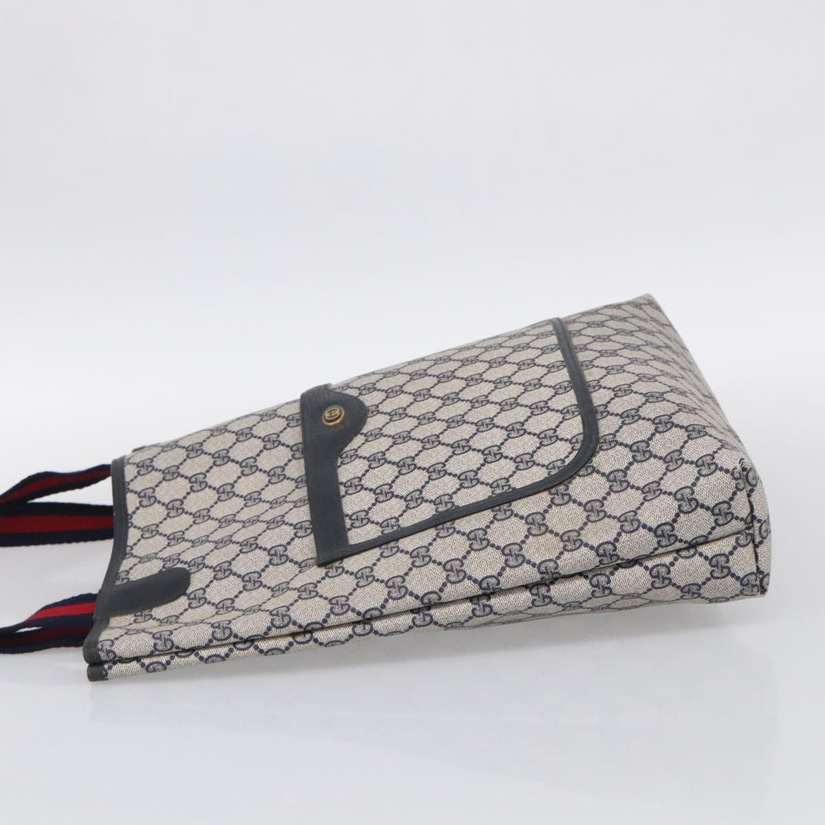 GUCCI GG Supreme Sherry Line Tote Bag PVC Navy Gold 39 02 003 Auth 215608A