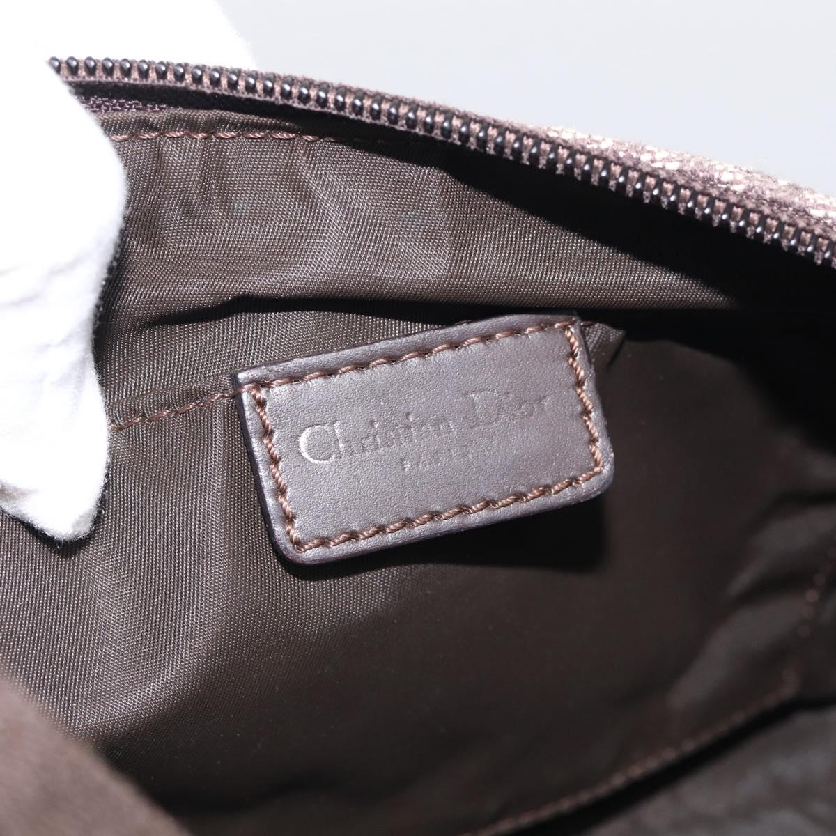 Christian Dior Trotter Canvas Accessory Pouch Brown Silver Auth 215610