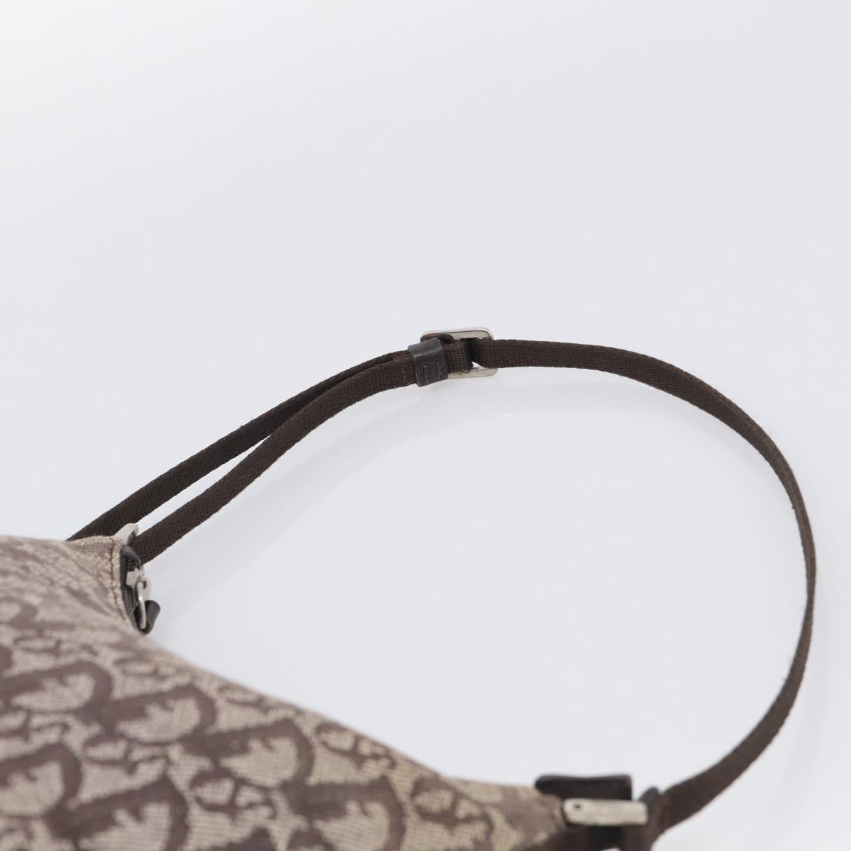 Christian Dior Trotter Canvas Accessory Pouch Brown Silver Auth 215610