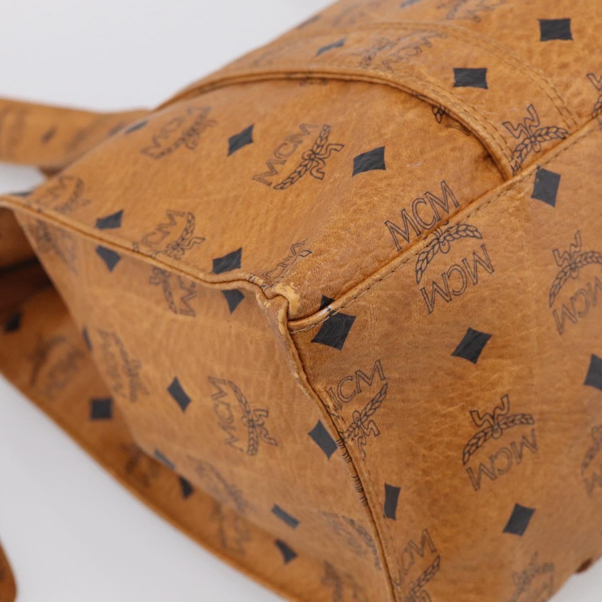 MCM Vicetos Logogram Tote Bag PVC Leather Brown Gold Auth 215611