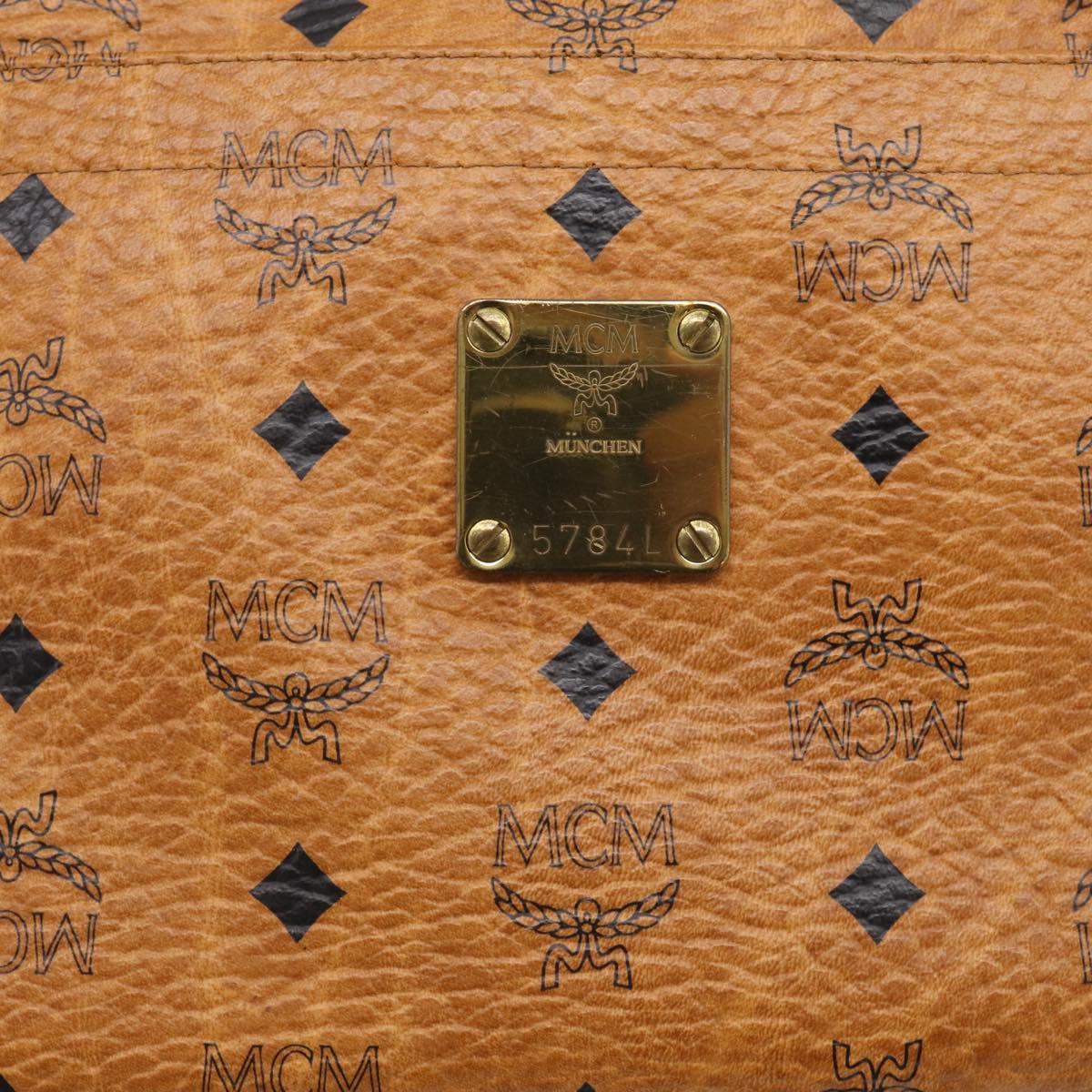 MCM Vicetos Logogram Tote Bag PVC Leather Brown Gold Auth 215611
