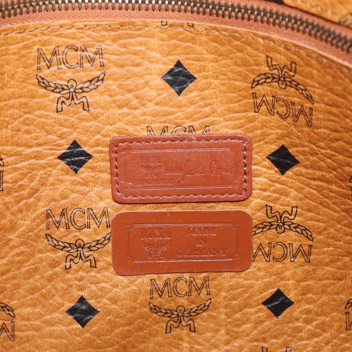 MCM Vicetos Logogram Tote Bag PVC Leather Brown Gold Auth 215611