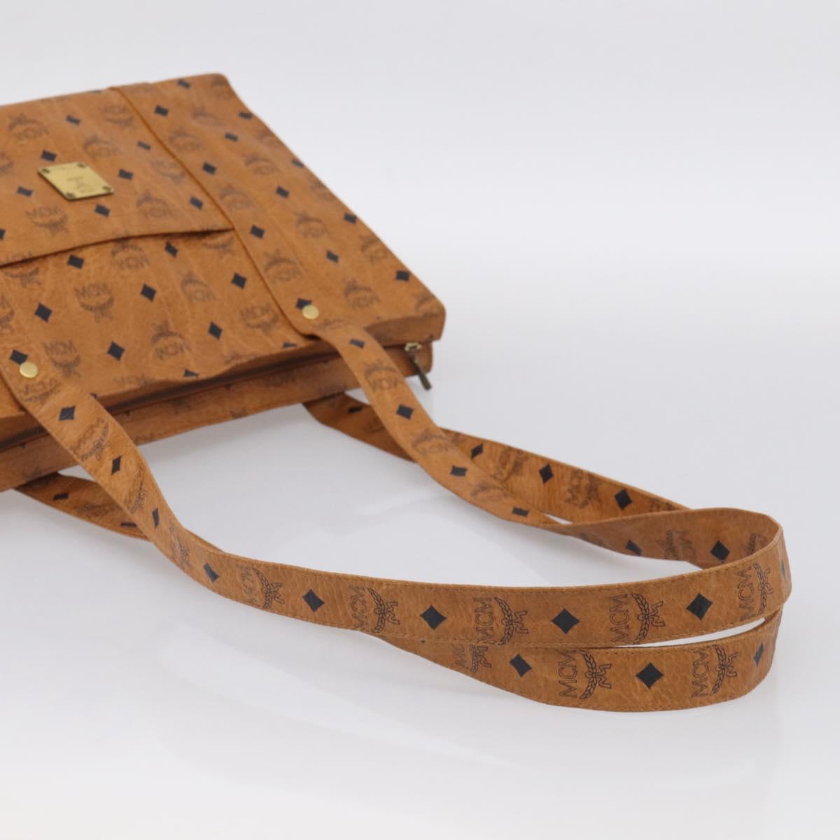 MCM Vicetos Logogram Tote Bag PVC Leather Brown Gold Auth 215611