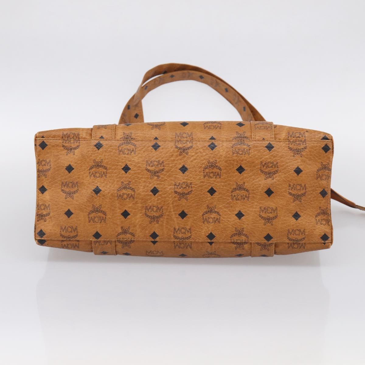 MCM Vicetos Logogram Tote Bag PVC Leather Brown Gold Auth 215611