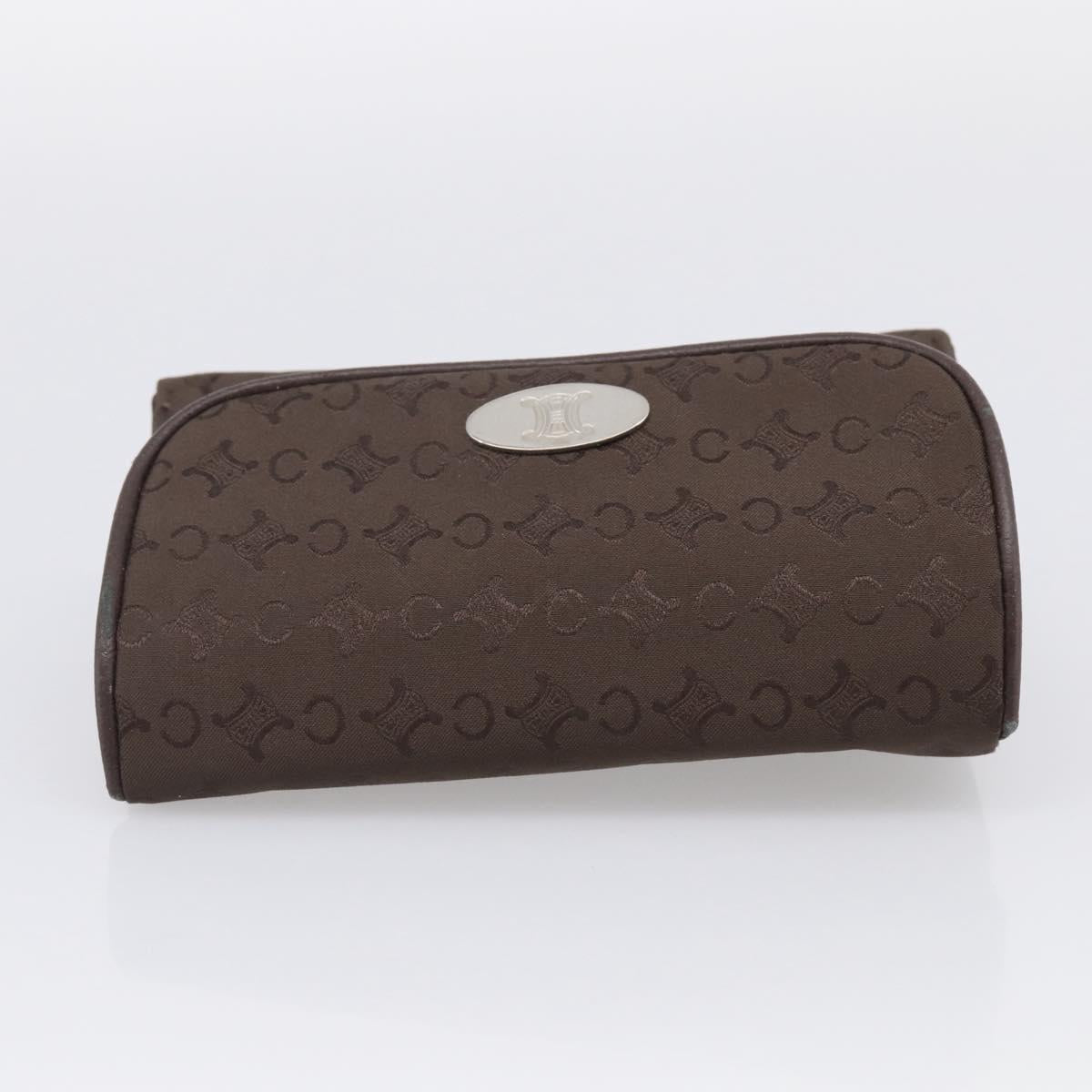 CELINE C Macadam Canvas Pouch Brown Silver Auth 215614
