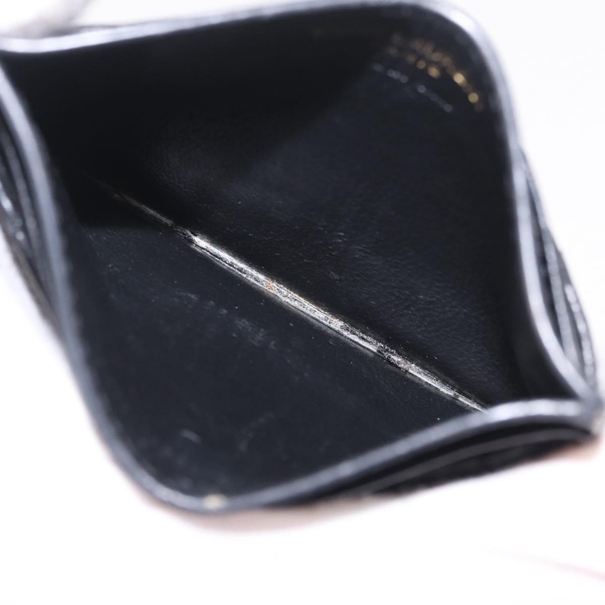 Saint Laurent Cassandra Card Case Leather Black Gold Auth 215617V