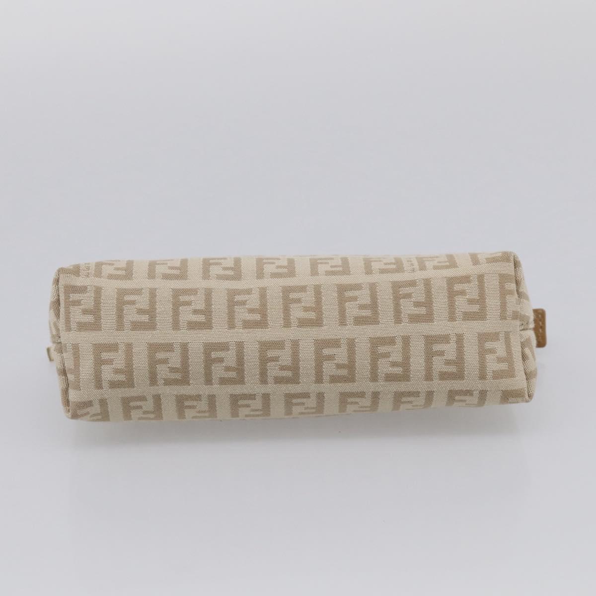 FENDI Zucchino Canvas Pouch Beige Gold Auth 215621V