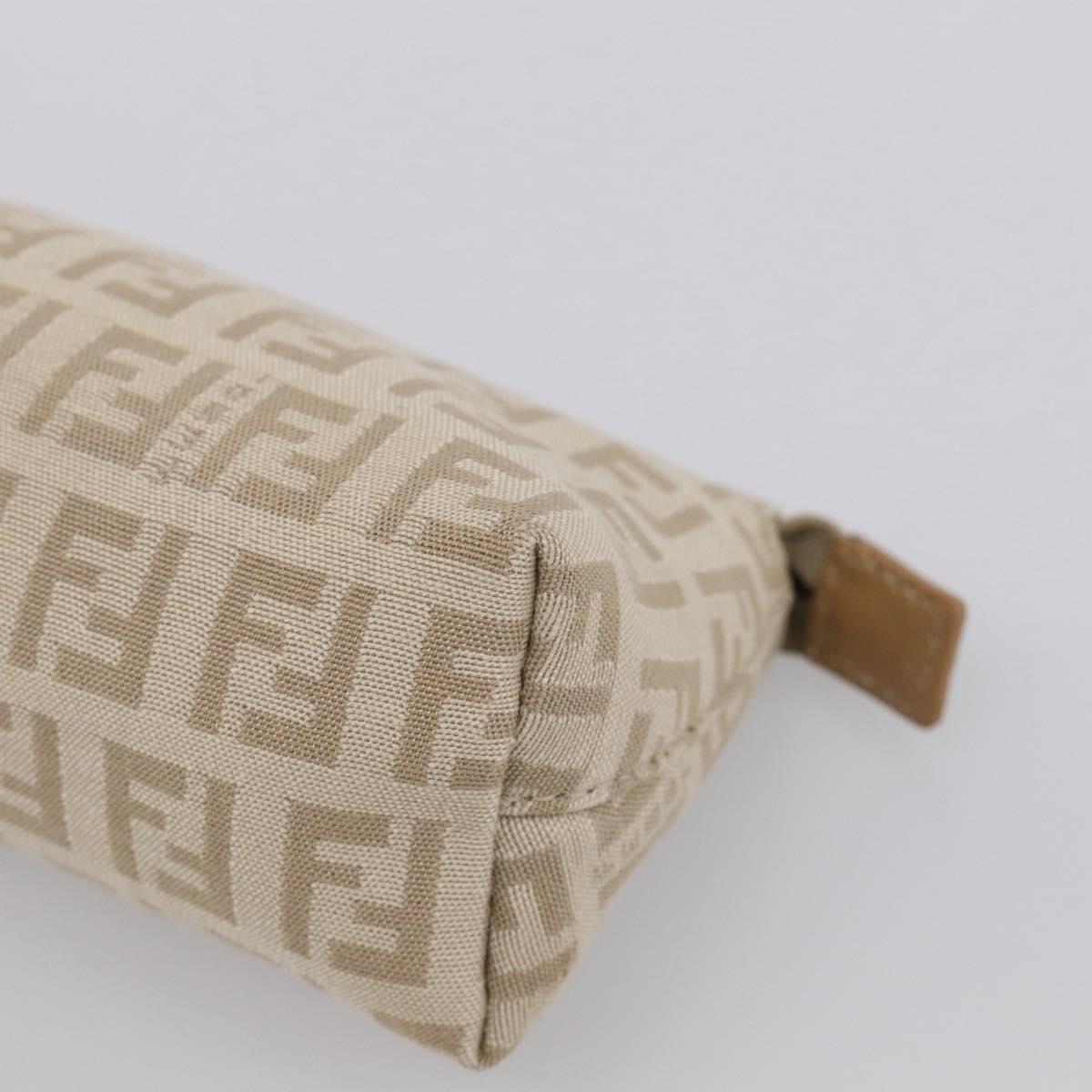 FENDI Zucchino Canvas Pouch Beige Gold Auth 215621V