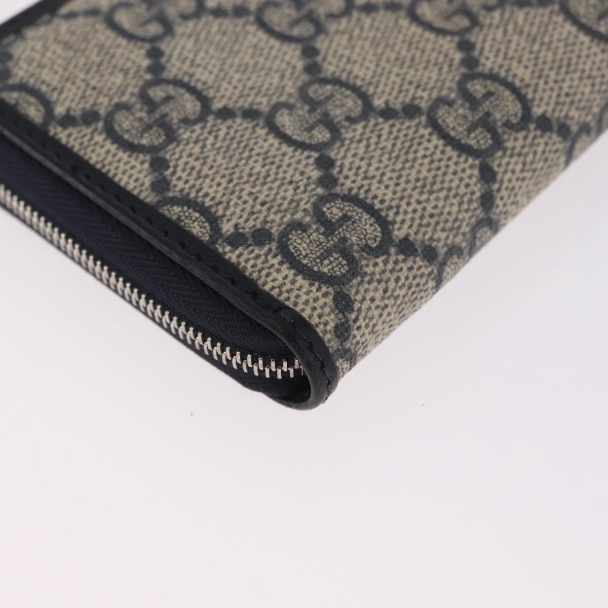 GUCCI GG Supreme Coin Purse PVC Navy Silver 235558 Auth 215622A