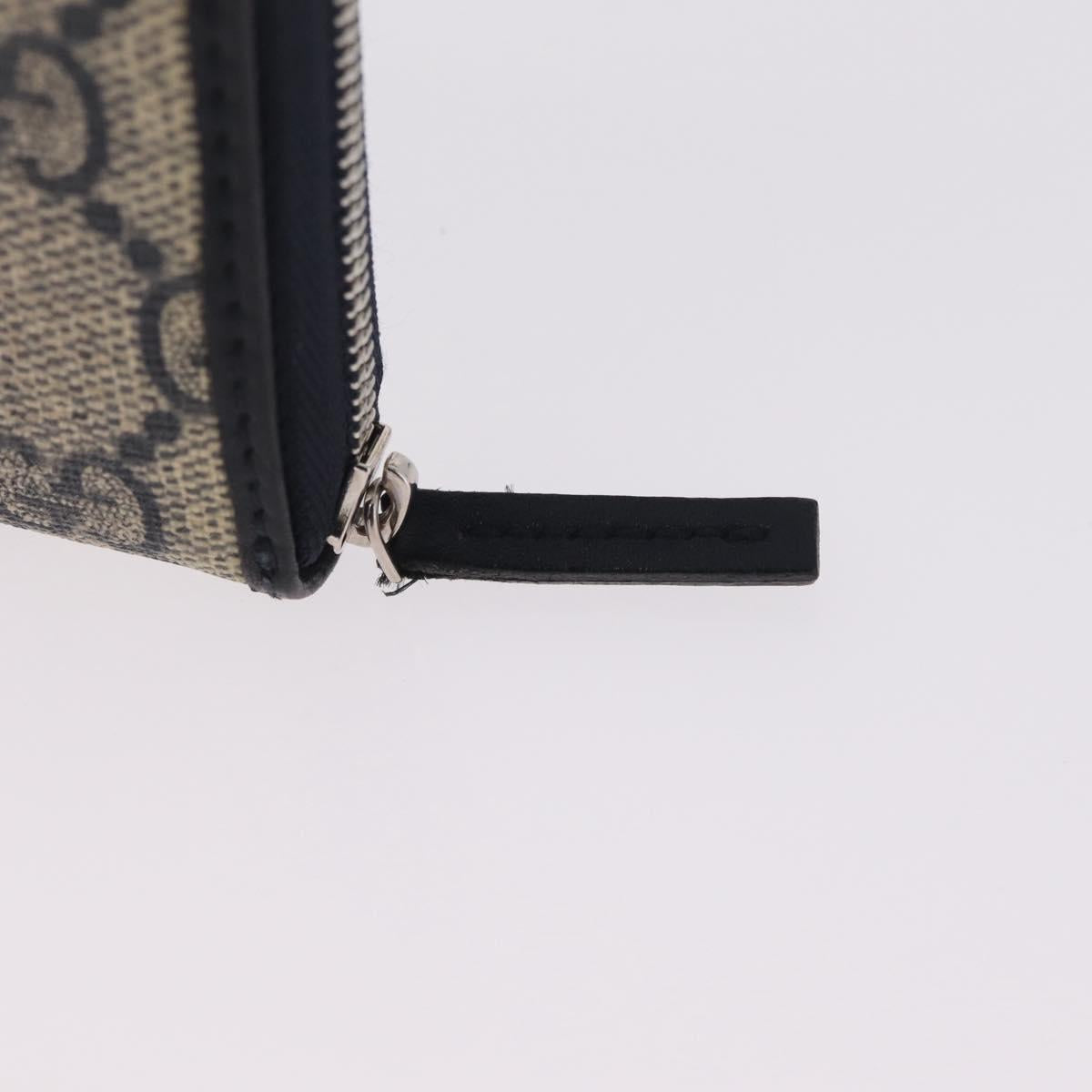 GUCCI GG Supreme Coin Purse PVC Navy Silver 235558 Auth 215622A