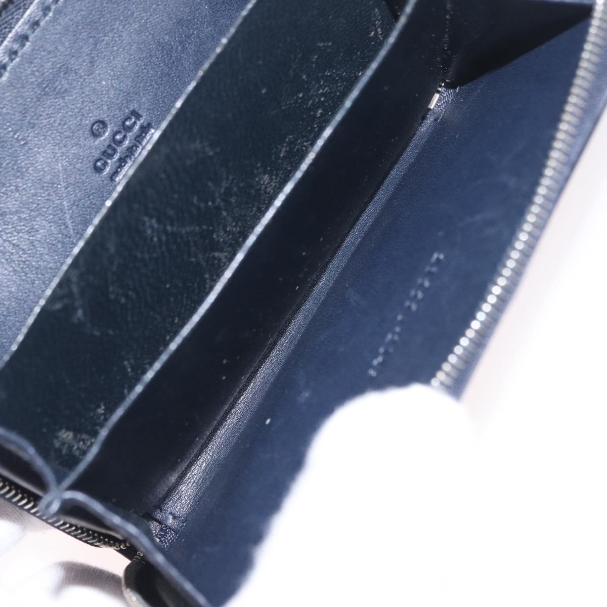 GUCCI GG Supreme Coin Purse PVC Navy Silver 235558 Auth 215622A