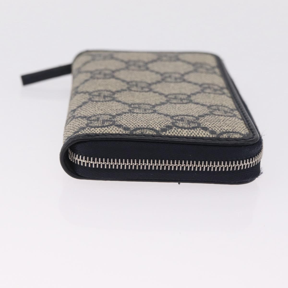 GUCCI GG Supreme Coin Purse PVC Navy Silver 235558 Auth 215622A