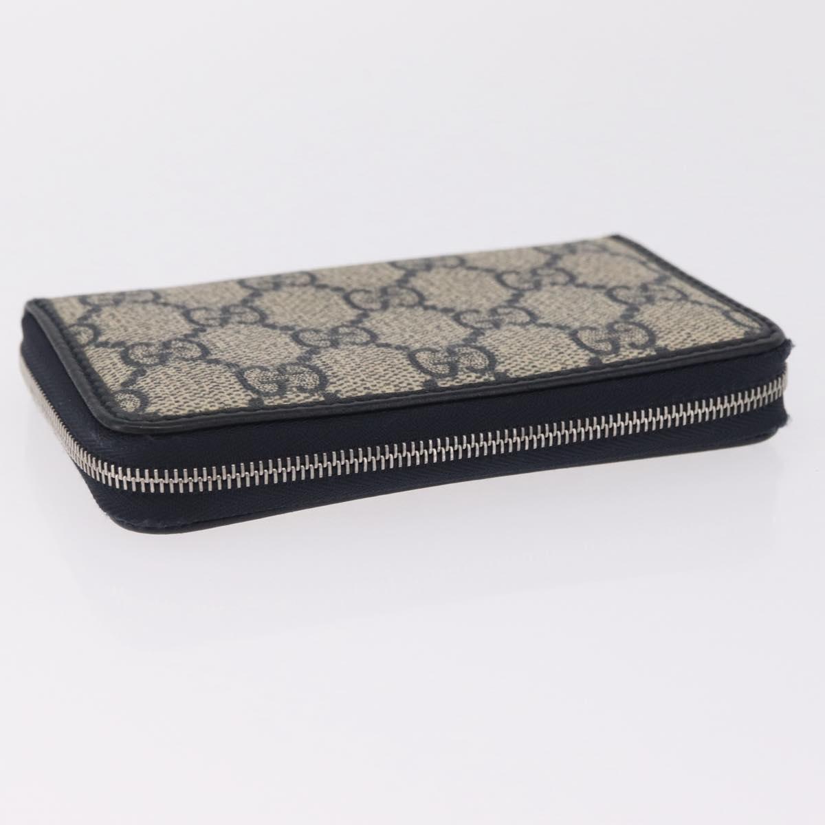 GUCCI GG Supreme Coin Purse PVC Navy Silver 235558 Auth 215622A