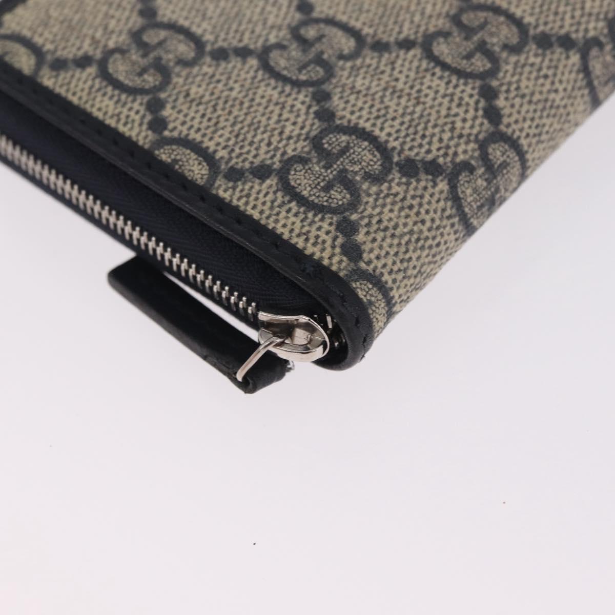 GUCCI GG Supreme Coin Purse PVC Navy Silver 235558 Auth 215622A