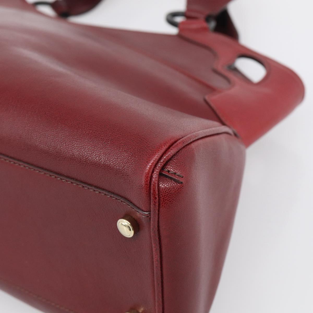 Cartier Hand Bag Leather Bordeaux Auth 215659V