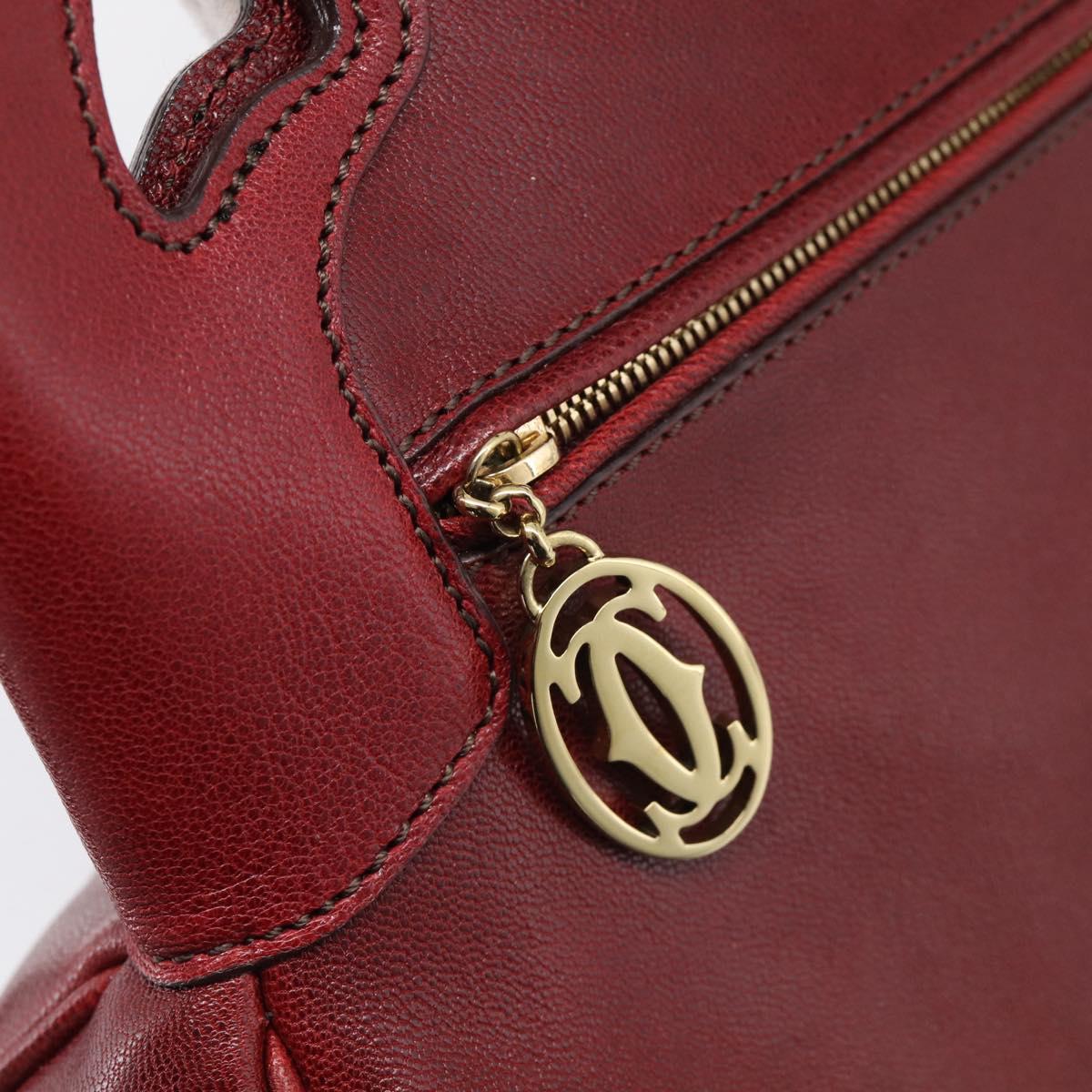 Cartier Hand Bag Leather Bordeaux Auth 215659V