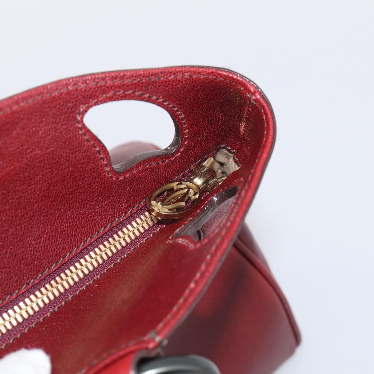 Cartier Hand Bag Leather Bordeaux Auth 215659V