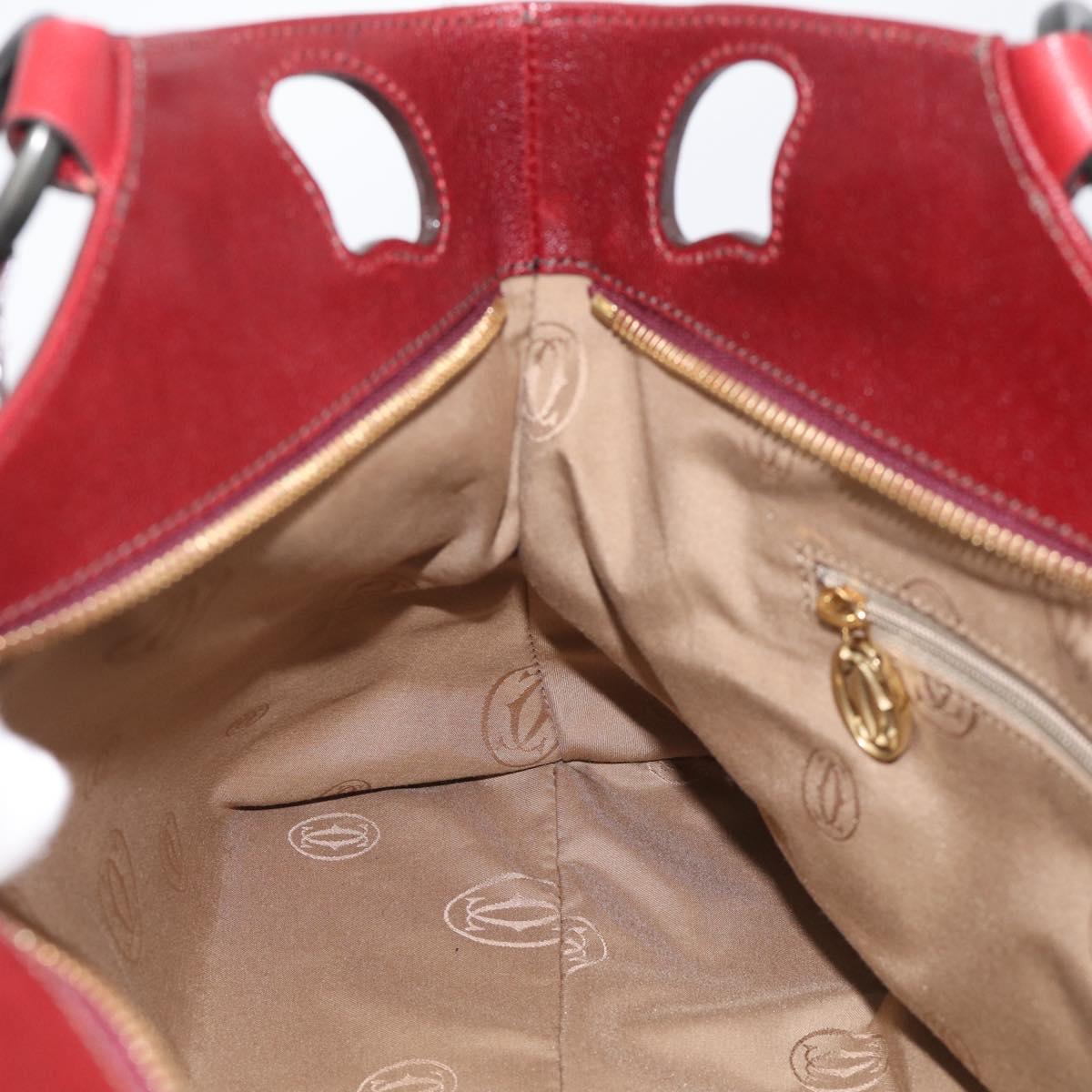 Cartier Hand Bag Leather Bordeaux Auth 215659V