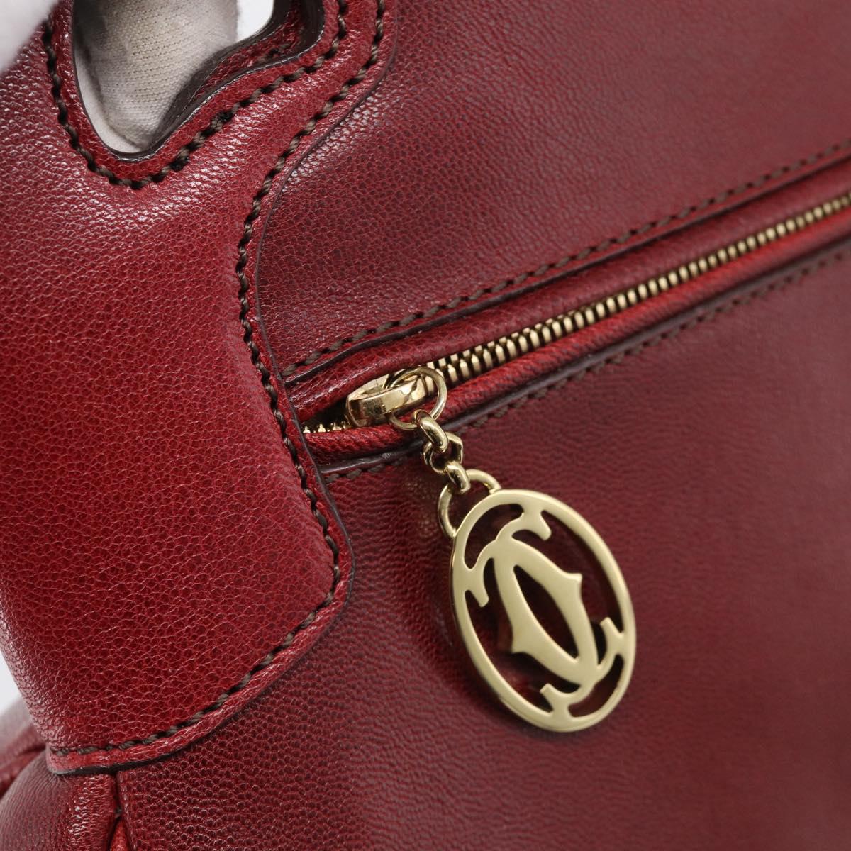 Cartier Hand Bag Leather Bordeaux Auth 215659V