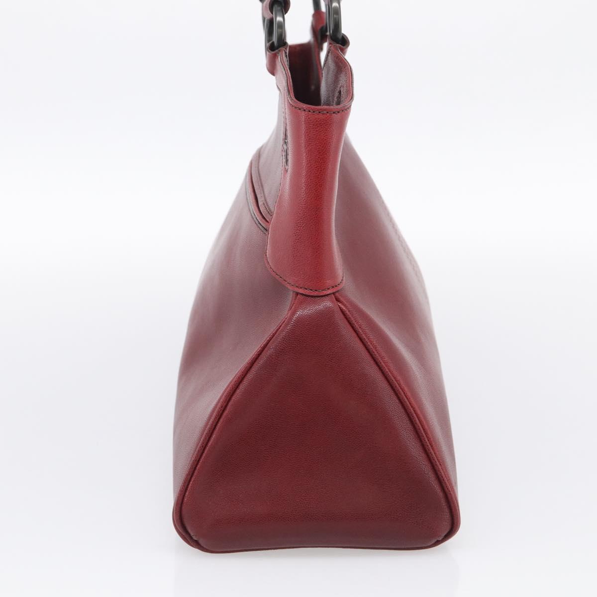 Cartier Hand Bag Leather Bordeaux Auth 215659V