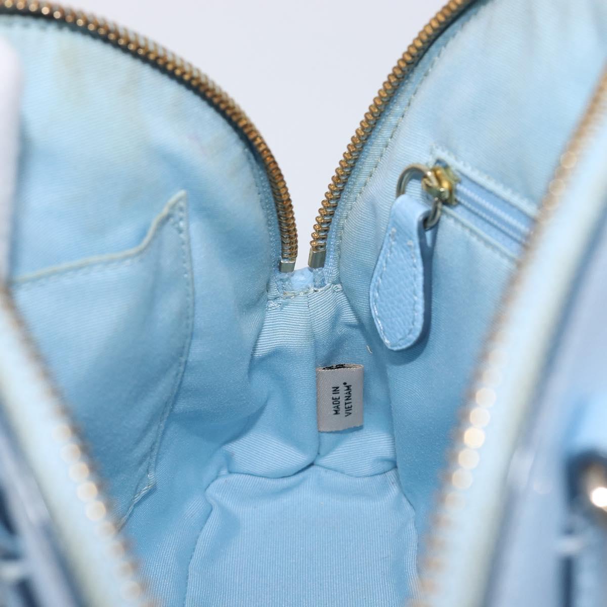 Coach Hand Bag Leather 2way Light Blue Gold Auth 215662A