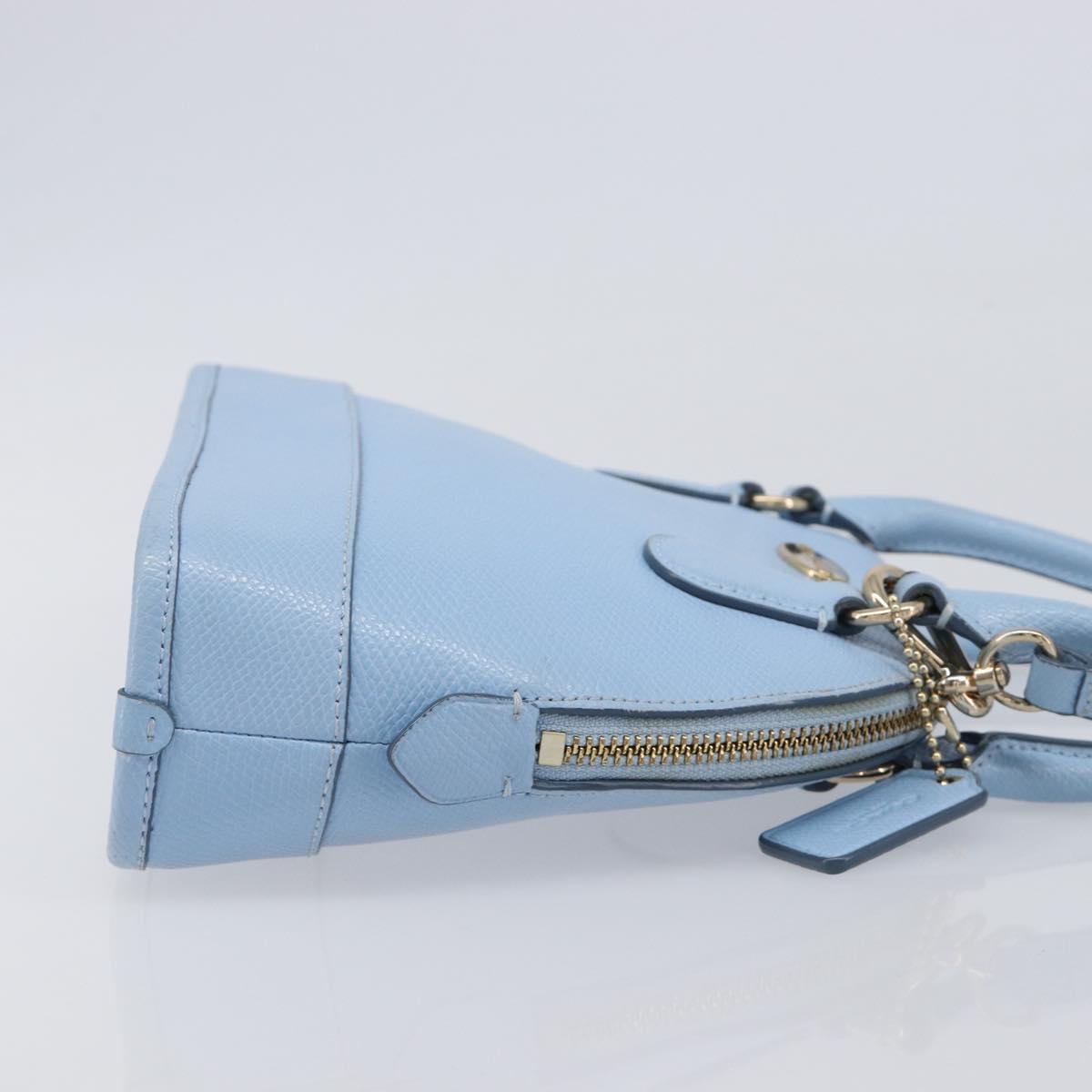 Coach Hand Bag Leather 2way Light Blue Gold Auth 215662A