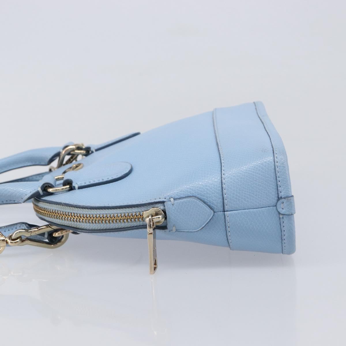 Coach Hand Bag Leather 2way Light Blue Gold Auth 215662A