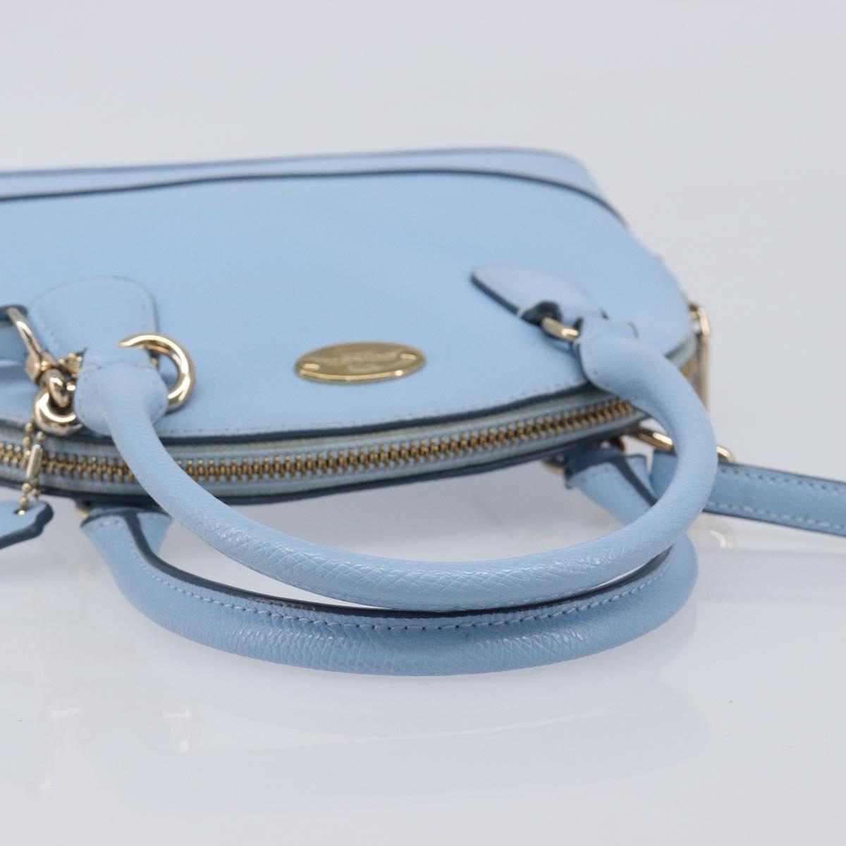 Coach Hand Bag Leather 2way Light Blue Gold Auth 215662A