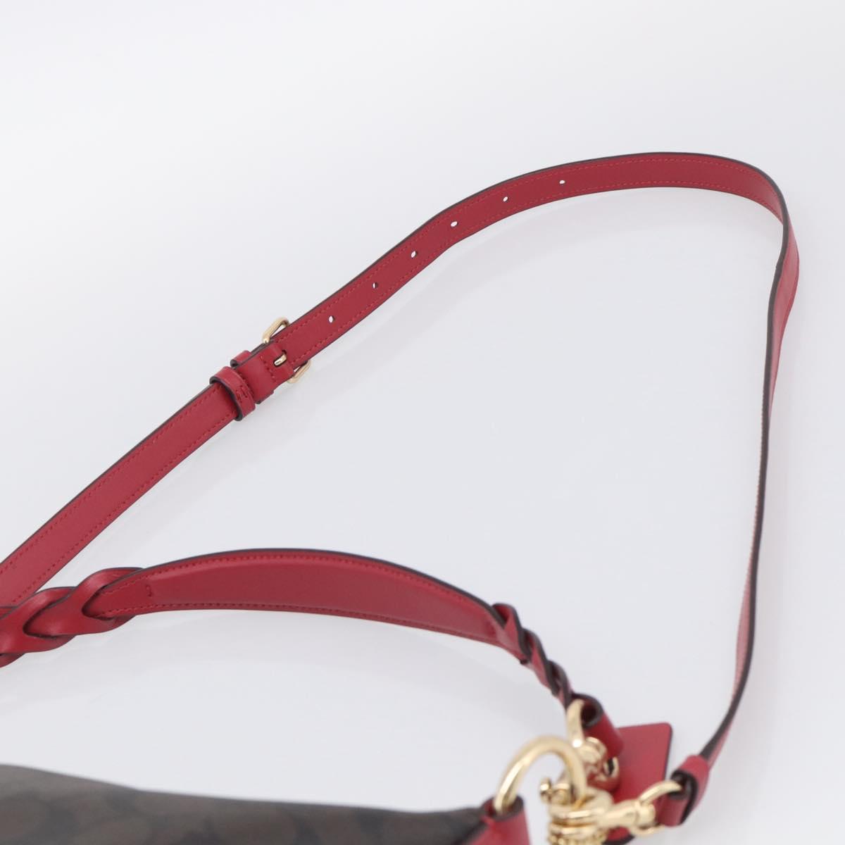 Coach Shoulder Bag Leather 2way Brown Gold Auth 215673A