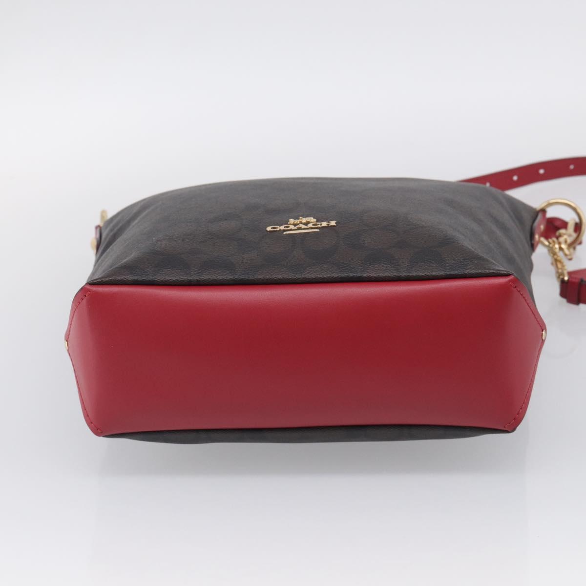 Coach Shoulder Bag Leather 2way Brown Gold Auth 215673A