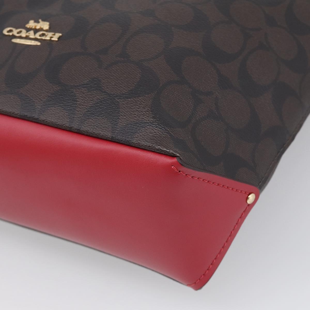 Coach Shoulder Bag Leather 2way Brown Gold Auth 215673A