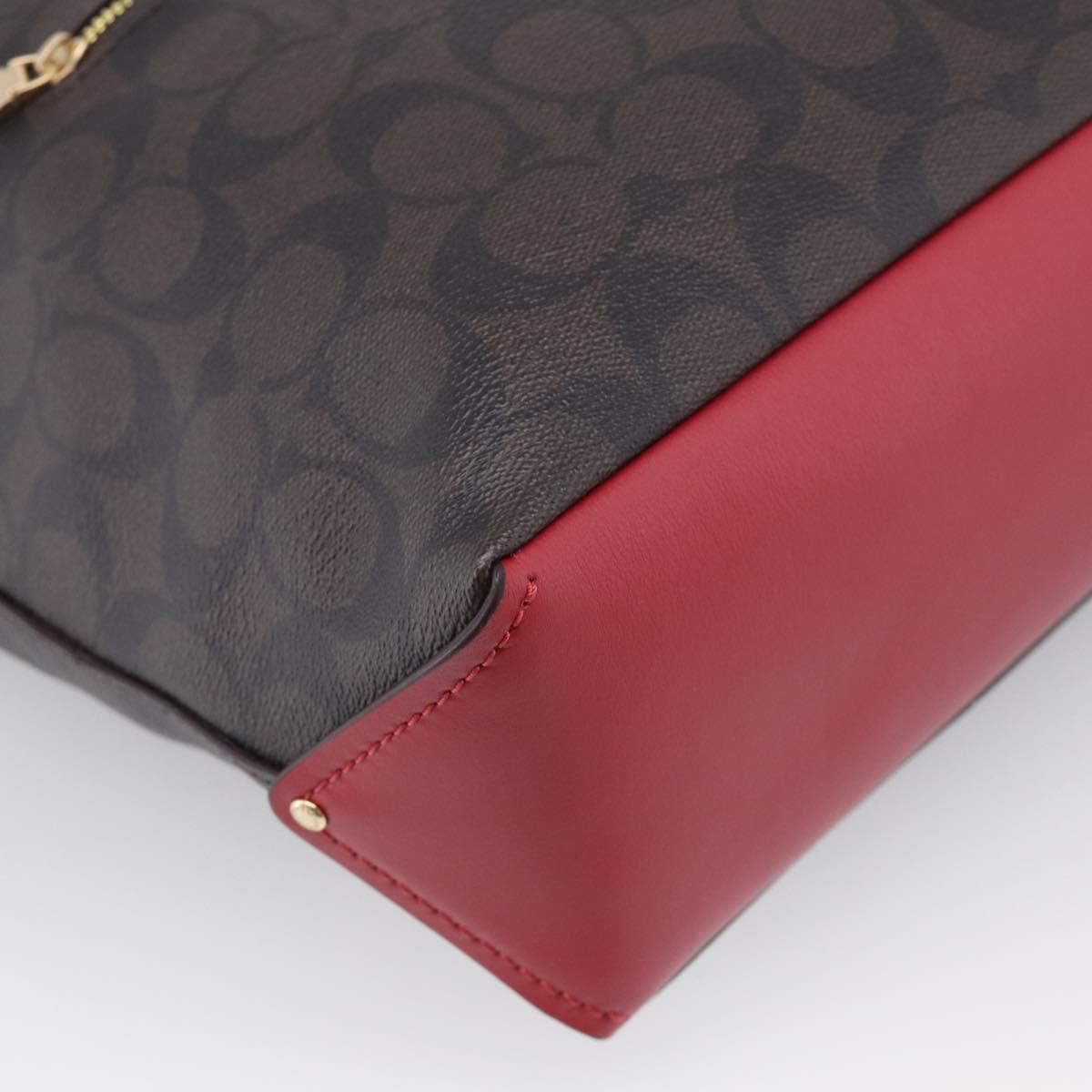 Coach Shoulder Bag Leather 2way Brown Gold Auth 215673A