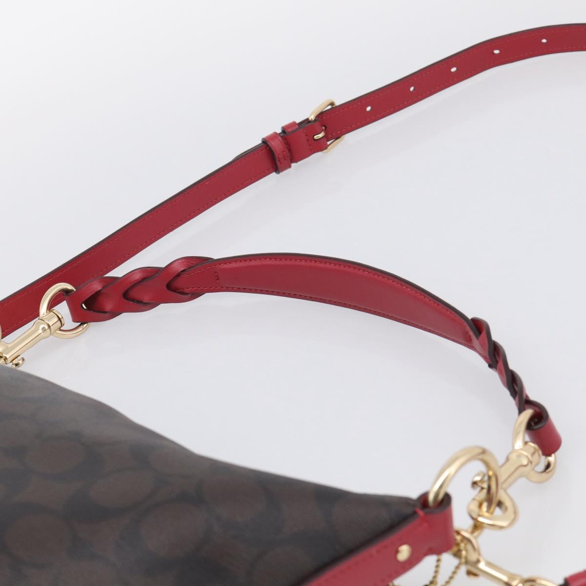 Coach Shoulder Bag Leather 2way Brown Gold Auth 215673A