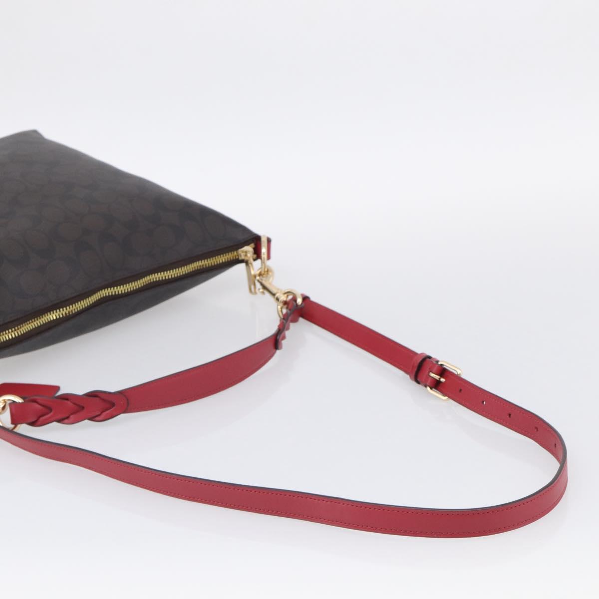 Coach Shoulder Bag Leather 2way Brown Gold Auth 215673A