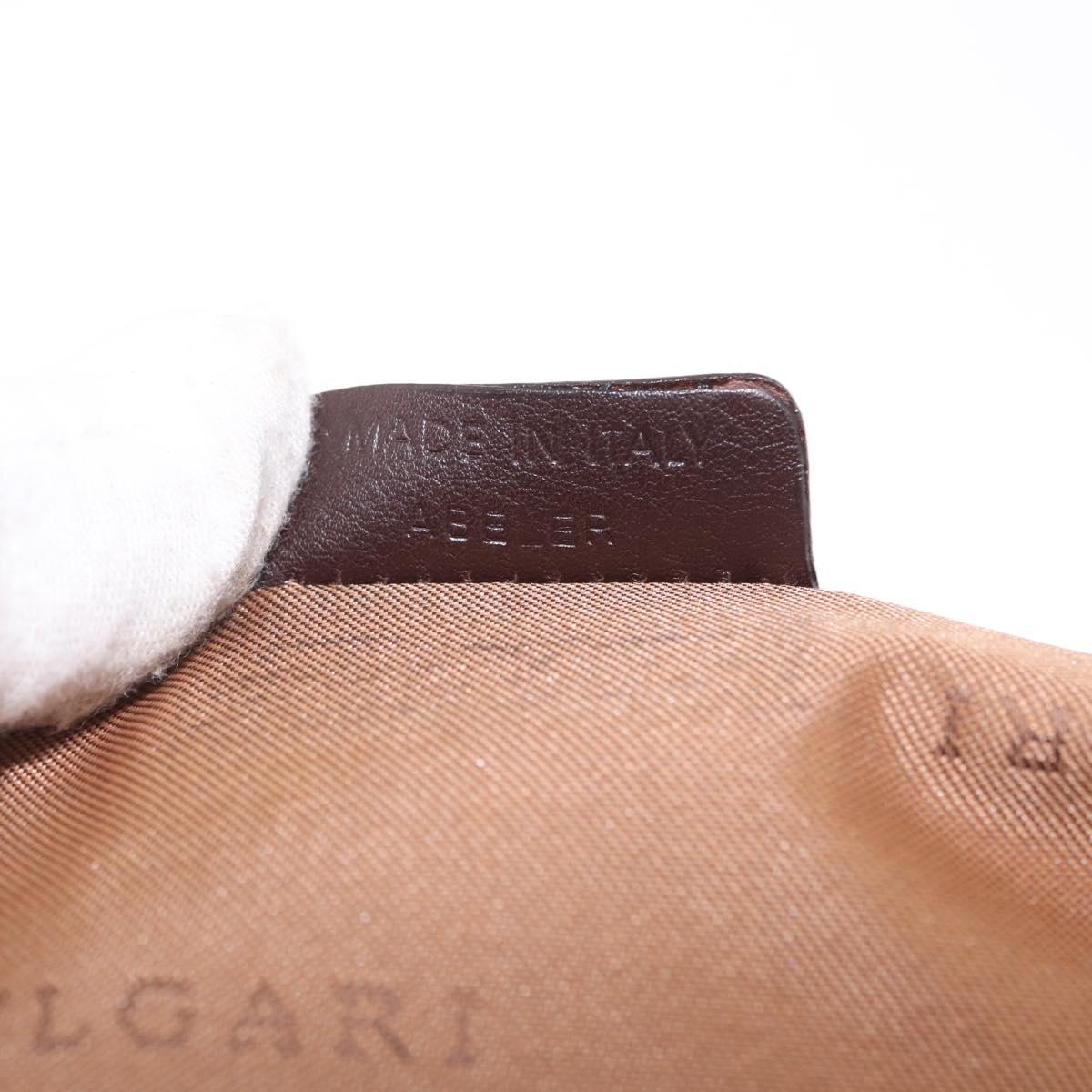 BVLGARI Topkapi Hand Bag Silk Navy Brown Auth 215680V