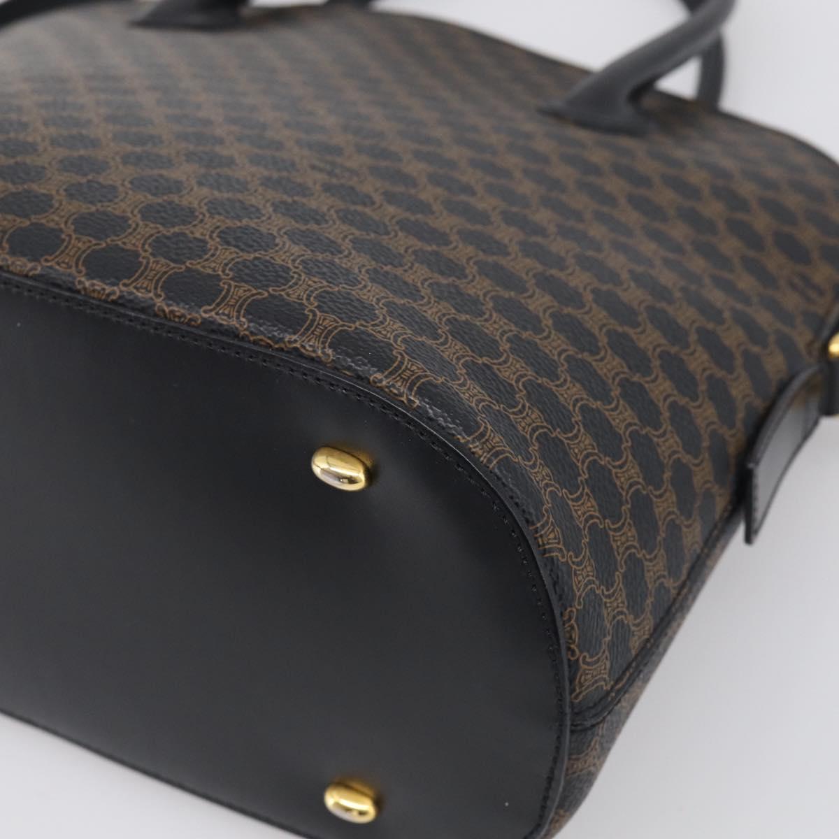 CELINE Macadam Hand Bag PVC 2way Black Gold Auth 215681A