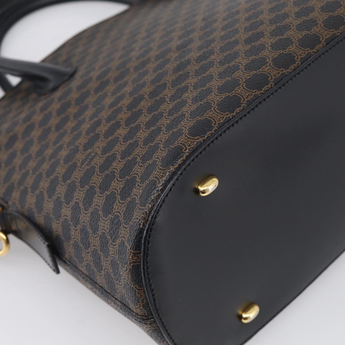 CELINE Macadam Hand Bag PVC 2way Black Gold Auth 215681A