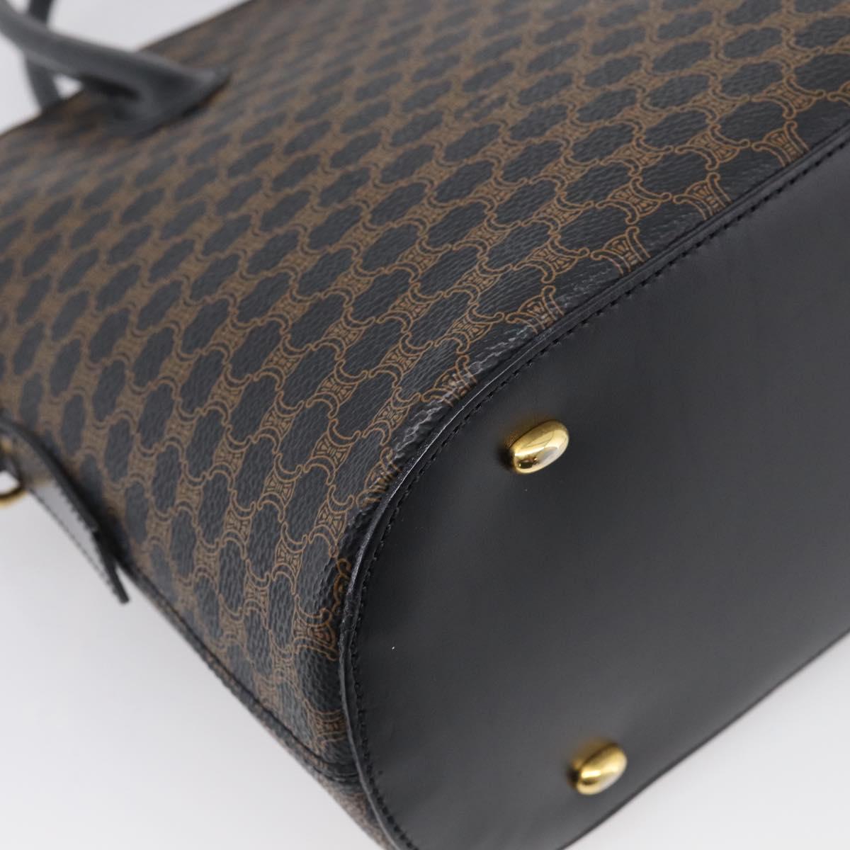 CELINE Macadam Hand Bag PVC 2way Black Gold Auth 215681A