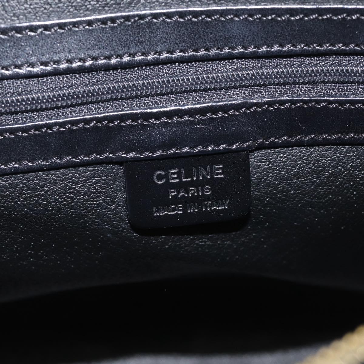 CELINE Macadam Hand Bag PVC 2way Black Gold Auth 215681A