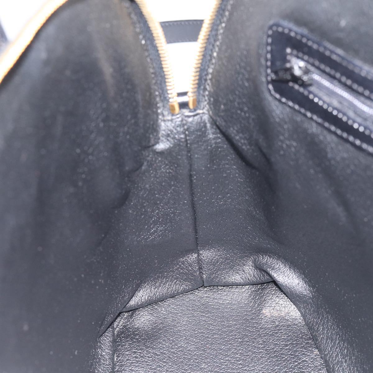 CELINE Macadam Hand Bag PVC 2way Black Gold Auth 215681A
