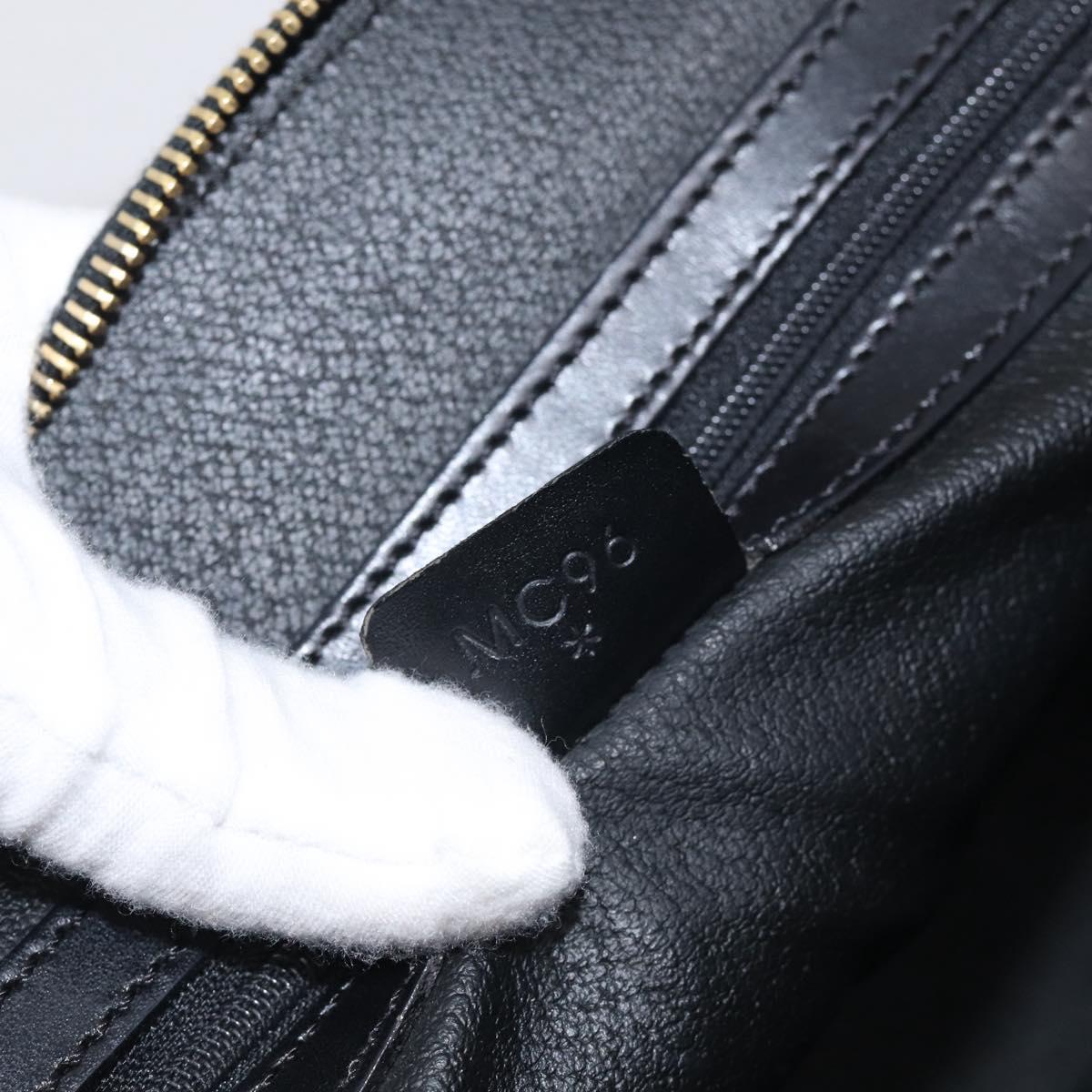 CELINE Macadam Hand Bag PVC 2way Black Gold Auth 215681A