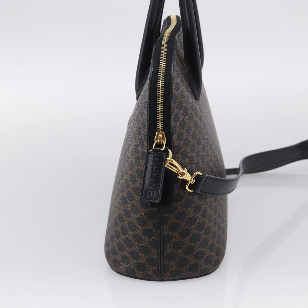 CELINE Macadam Hand Bag PVC 2way Black Gold Auth 215681A