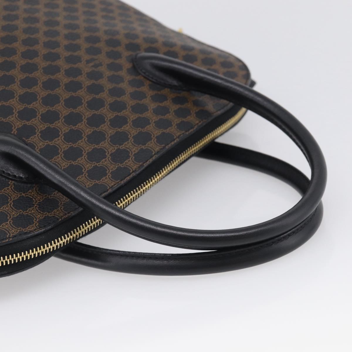 CELINE Macadam Hand Bag PVC 2way Black Gold Auth 215681A