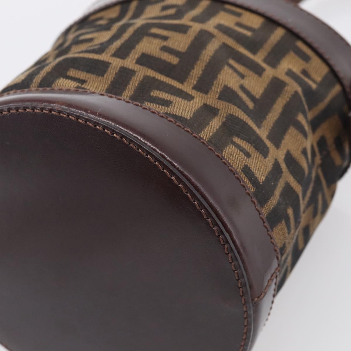 FENDI Zucca Canvas Purse Hand Bag Brown Silver Auth 215682A