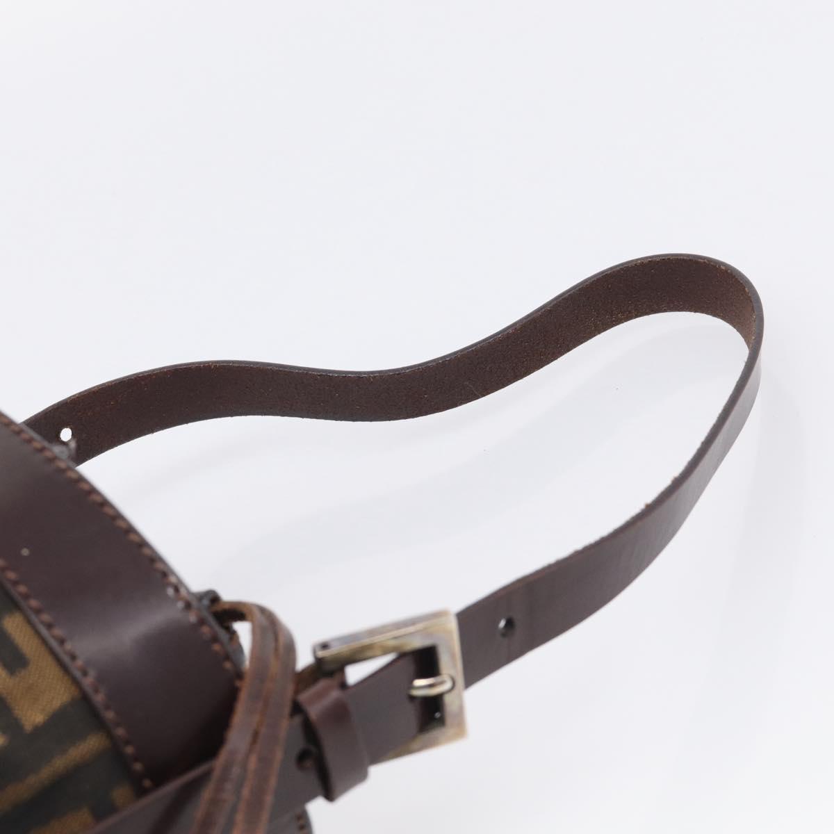 FENDI Zucca Canvas Purse Hand Bag Brown Silver Auth 215682A
